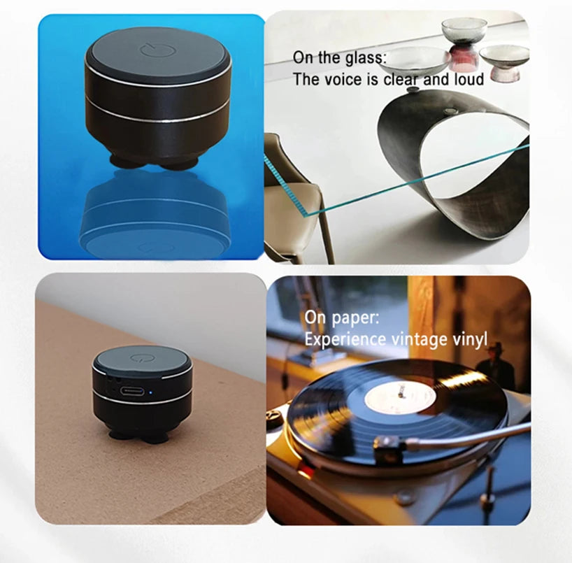 Bone conduction wireless speaker - sucker mount, TWS hi-fi sound enhanced bass, wearable loop, resonance features dynamic audio